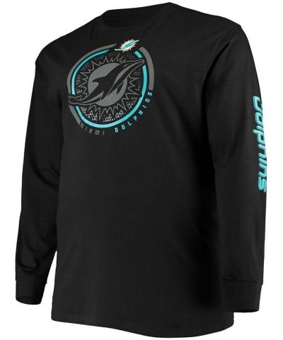 Men's Big and Tall Black Miami Dolphins Color Pop Long Sleeve T-shirt $21.59 T-Shirts