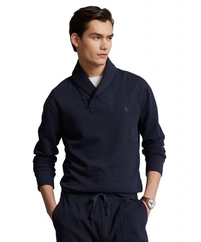 Men's Luxury Jersey Shawl Pullover Blue $60.04 Shirts