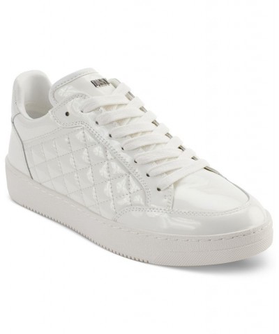 Women's Oriel Quilted Lace-Up Low-Top Sneakers Pale White $77.91 Shoes