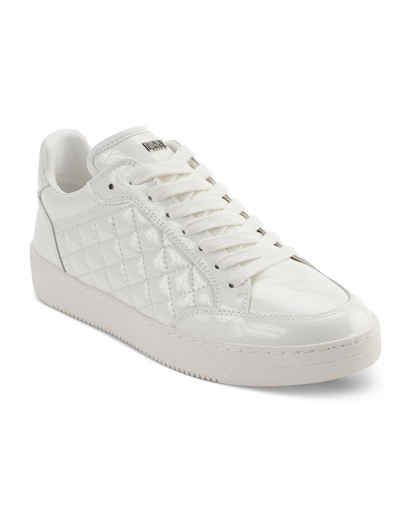 Women's Oriel Quilted Lace-Up Low-Top Sneakers Pale White $77.91 Shoes