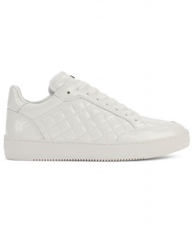 Women's Oriel Quilted Lace-Up Low-Top Sneakers Pale White $77.91 Shoes