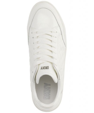 Women's Oriel Quilted Lace-Up Low-Top Sneakers Pale White $77.91 Shoes