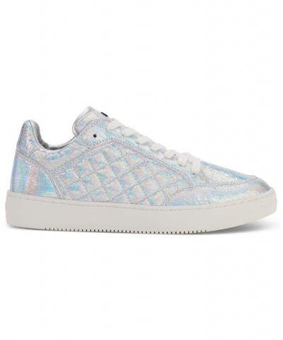 Women's Oriel Quilted Lace-Up Low-Top Sneakers Pale White $77.91 Shoes