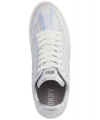 Women's Oriel Quilted Lace-Up Low-Top Sneakers Pale White $77.91 Shoes