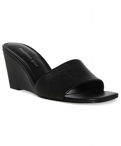 Rayne Mid-Heel Slip On Wedge Sandals Black $27.73 Shoes