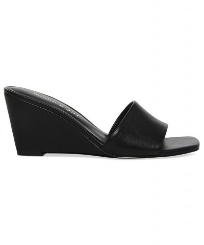 Rayne Mid-Heel Slip On Wedge Sandals Black $27.73 Shoes