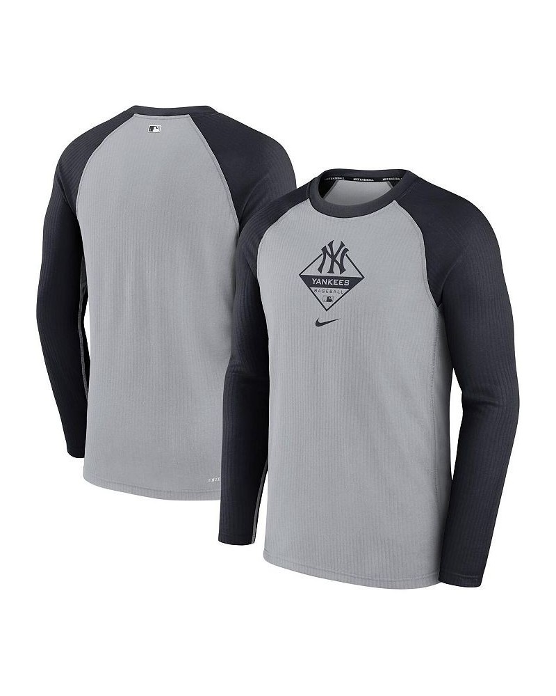 Men's Gray and Navy New York Yankees Game Authentic Collection Performance Raglan Long Sleeve T-shirt $31.20 T-Shirts