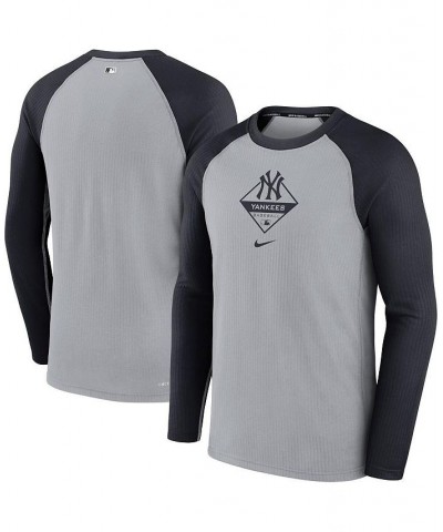 Men's Gray and Navy New York Yankees Game Authentic Collection Performance Raglan Long Sleeve T-shirt $31.20 T-Shirts