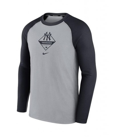 Men's Gray and Navy New York Yankees Game Authentic Collection Performance Raglan Long Sleeve T-shirt $31.20 T-Shirts