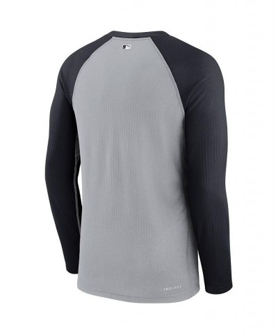 Men's Gray and Navy New York Yankees Game Authentic Collection Performance Raglan Long Sleeve T-shirt $31.20 T-Shirts