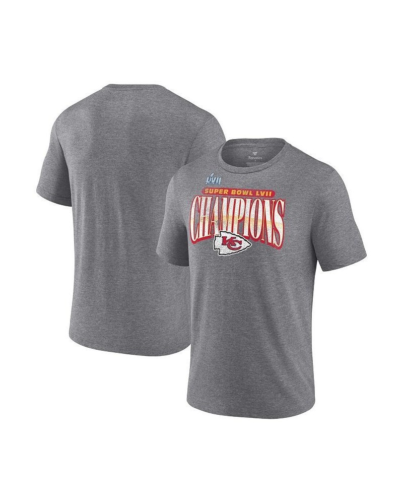 Men's Branded Heather Gray Kansas City Chiefs Super Bowl LVII Champions Rewrite History Tri-Blend T-shirt $27.83 T-Shirts