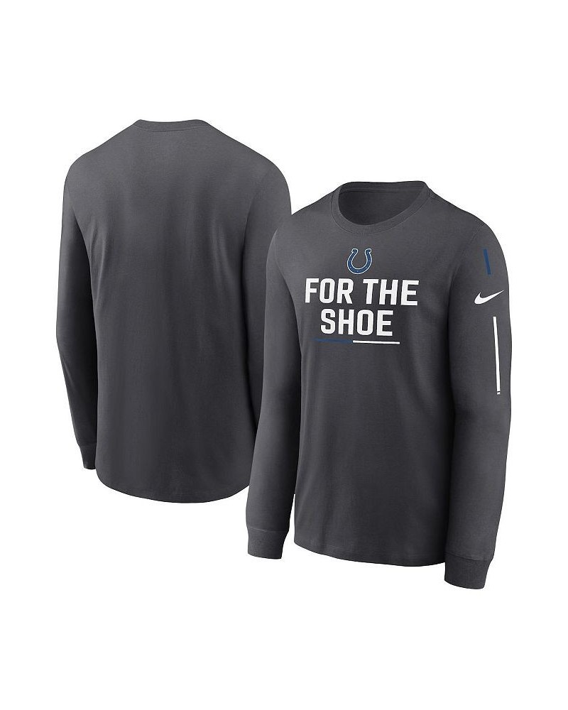 Men's Anthracite Indianapolis Colts Team Slogan Long Sleeve T-shirt $26.40 T-Shirts