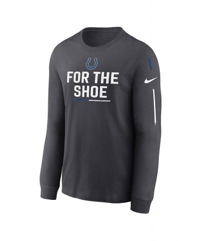 Men's Anthracite Indianapolis Colts Team Slogan Long Sleeve T-shirt $26.40 T-Shirts