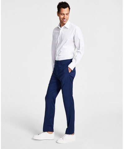 Men's Blue Tic Modern-Fit Performance Stretch Suit Separates Blue $47.15 Suits