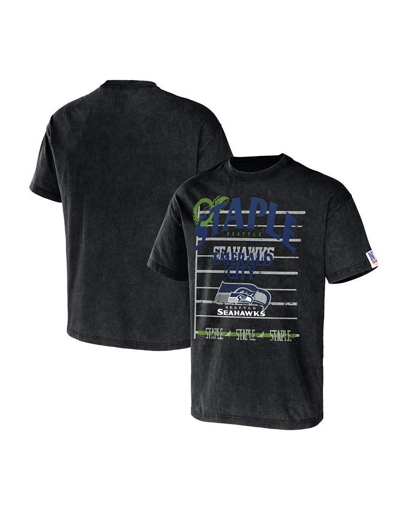 Men's NFL X Staple Black Seattle Seahawks Gridiron Short Sleeve T-shirt $18.40 T-Shirts