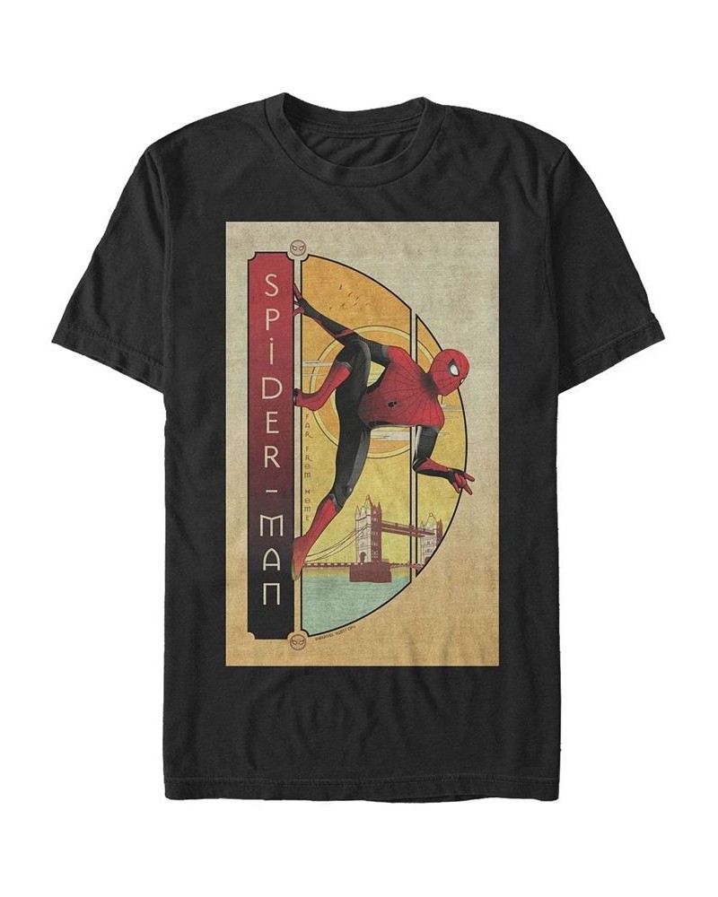 Marvel Men's Spider-Man Far From Home Bridge Background, Short Sleeve T-shirt Black $16.45 T-Shirts