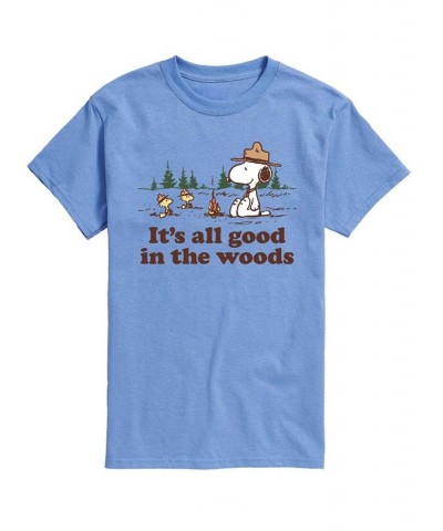 Men's Peanuts All Good in the Woods T-shirt Blue $18.19 T-Shirts