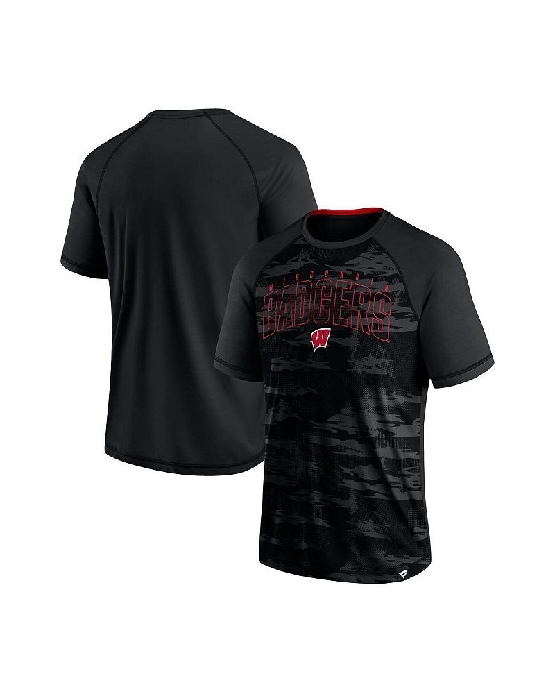 Men's Branded Black Wisconsin Badgers Arch Outline Raglan T-shirt $18.45 T-Shirts