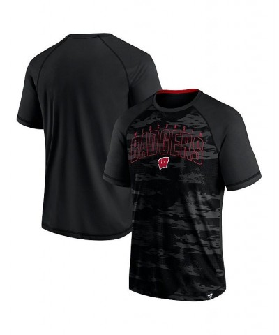 Men's Branded Black Wisconsin Badgers Arch Outline Raglan T-shirt $18.45 T-Shirts