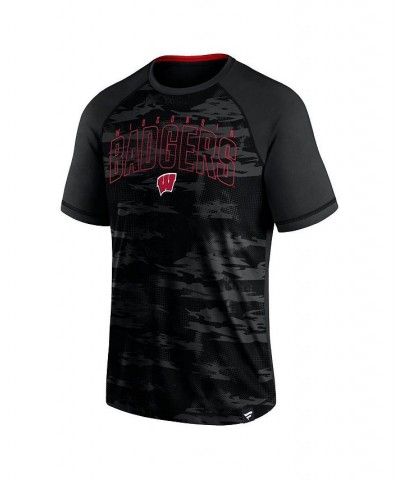 Men's Branded Black Wisconsin Badgers Arch Outline Raglan T-shirt $18.45 T-Shirts