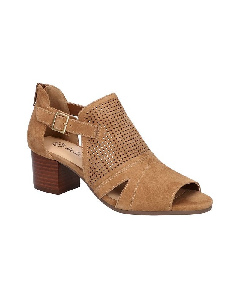 Women's Illiana Block Heeled Sandals Brown $43.24 Shoes