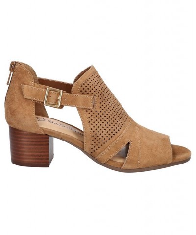 Women's Illiana Block Heeled Sandals Brown $43.24 Shoes