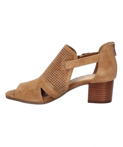 Women's Illiana Block Heeled Sandals Brown $43.24 Shoes