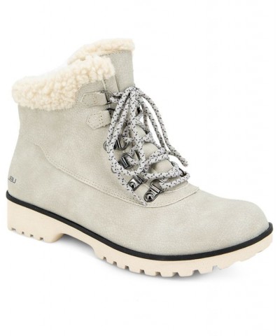 Women's Blue Creek Water-Resistant Lace-Up Booties Stone White $23.01 Shoes