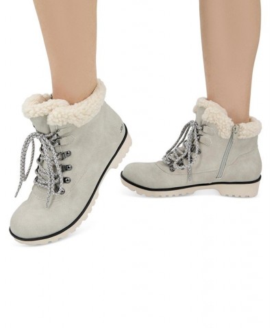 Women's Blue Creek Water-Resistant Lace-Up Booties Stone White $23.01 Shoes