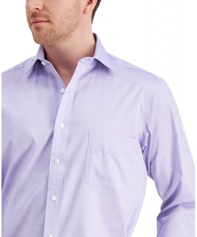 Men's Regular Fit Cotton Spread Collar Pinpoint Dress Shirt Purple $22.00 Dress Shirts