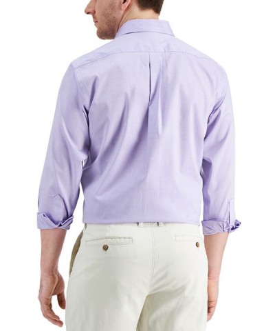 Men's Regular Fit Cotton Spread Collar Pinpoint Dress Shirt Purple $22.00 Dress Shirts