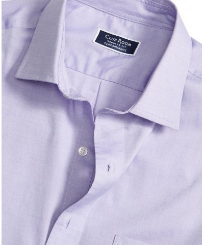 Men's Regular Fit Cotton Spread Collar Pinpoint Dress Shirt Purple $22.00 Dress Shirts