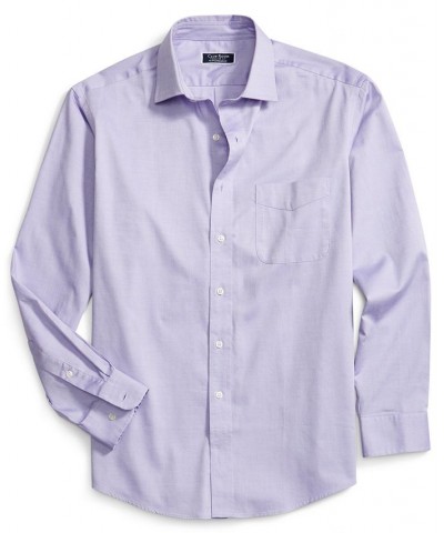 Men's Regular Fit Cotton Spread Collar Pinpoint Dress Shirt Purple $22.00 Dress Shirts