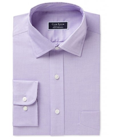 Men's Regular Fit Cotton Spread Collar Pinpoint Dress Shirt Purple $22.00 Dress Shirts