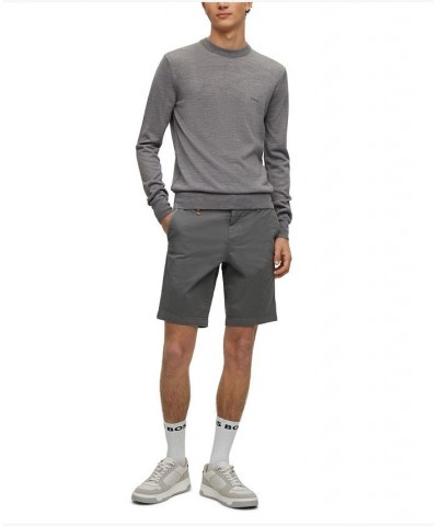 BOSS Men's Stretch-Cotton Twill Slim-Fit Shorts Gray $55.20 Shorts