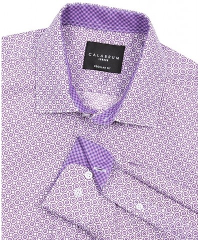 Men's Classic-Fit Non-Iron Dot-Print Performance Dress Shirt Purple $13.92 Dress Shirts