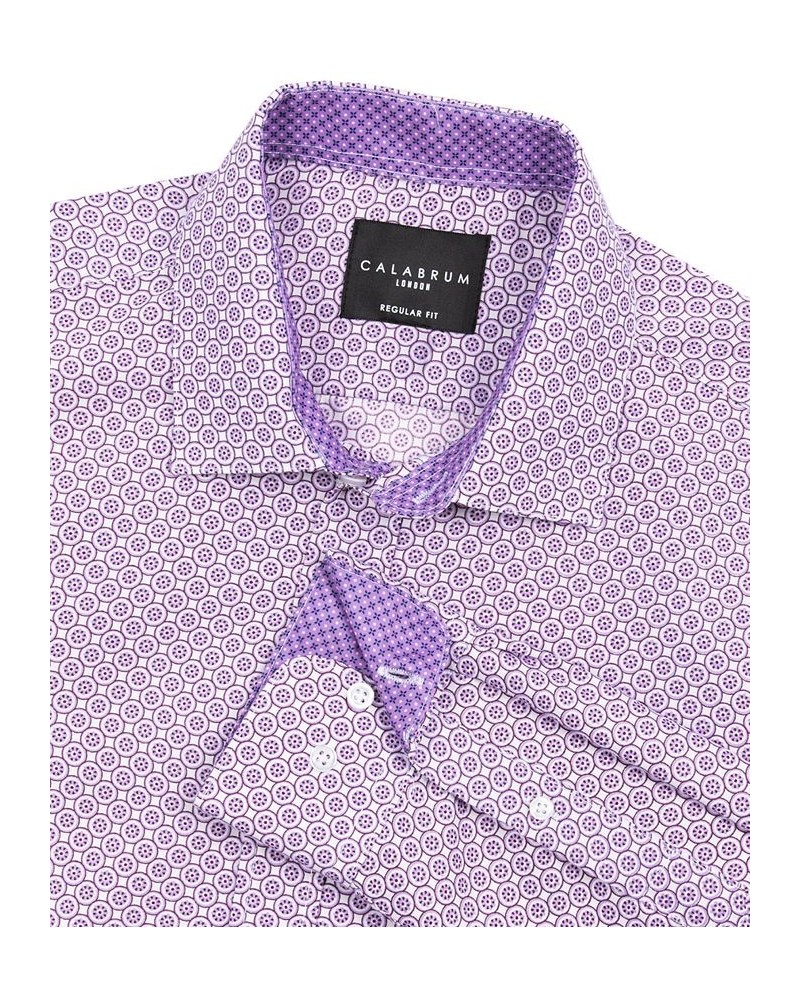 Men's Classic-Fit Non-Iron Dot-Print Performance Dress Shirt Purple $13.92 Dress Shirts