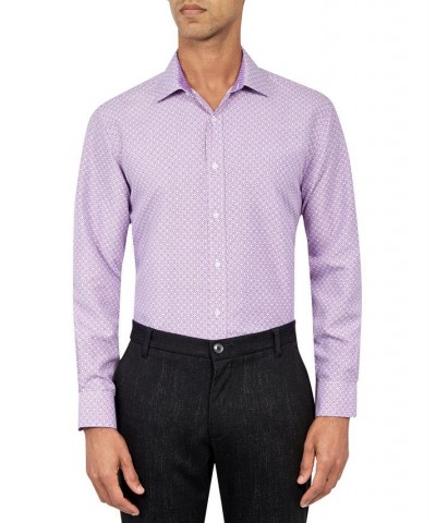 Men's Classic-Fit Non-Iron Dot-Print Performance Dress Shirt Purple $13.92 Dress Shirts