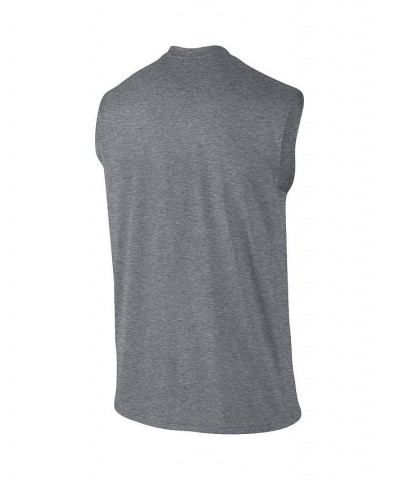 Men's Heathered Gray Duke Blue Devils Wordmark Drop Legend Performance Tank Top $21.19 T-Shirts