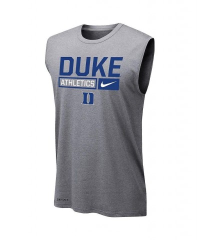 Men's Heathered Gray Duke Blue Devils Wordmark Drop Legend Performance Tank Top $21.19 T-Shirts