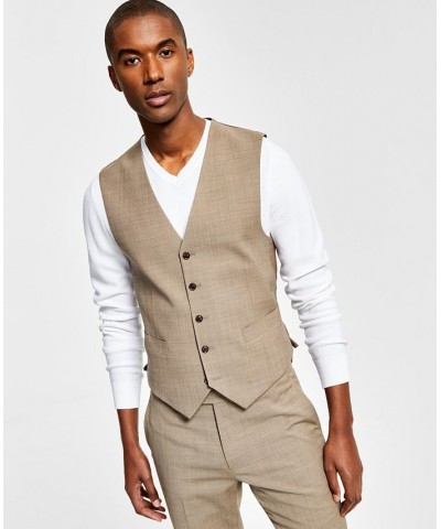 Men's Modern-Fit TH Flex Stretch Solid Suit Vest Tan $31.19 Suits