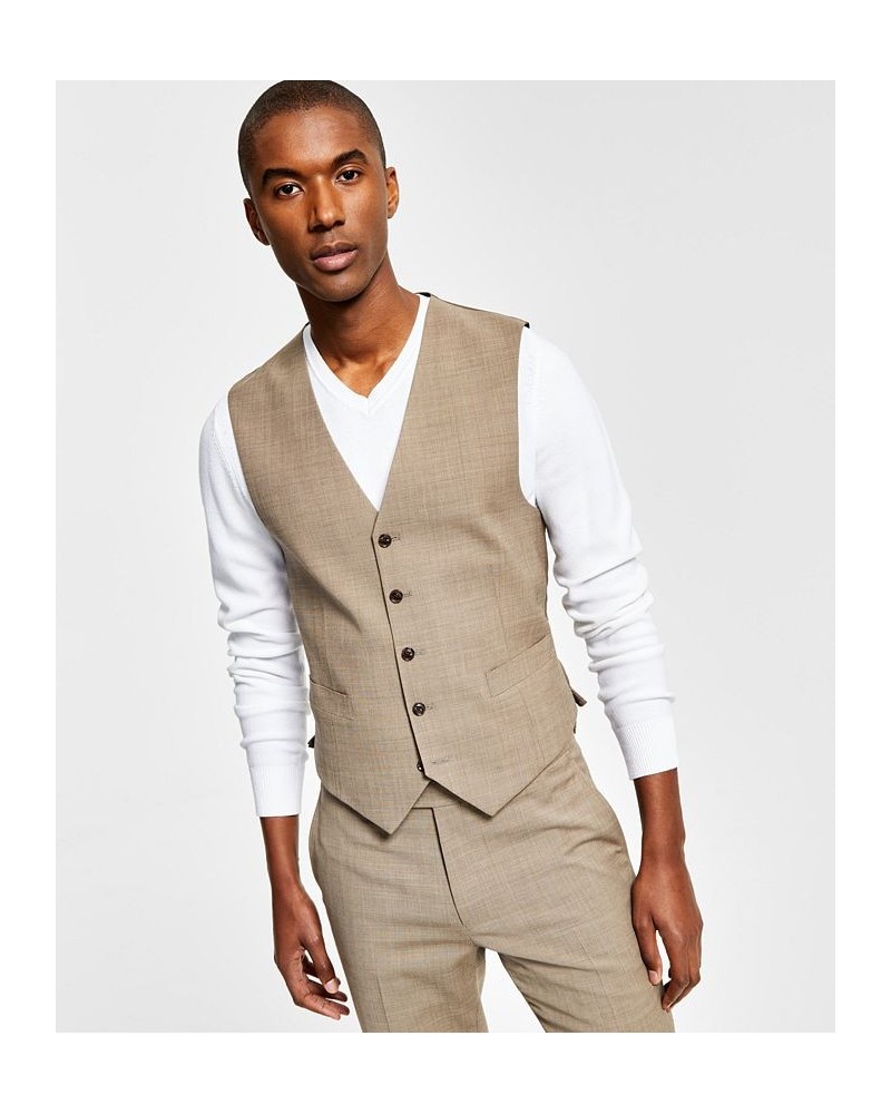 Men's Modern-Fit TH Flex Stretch Solid Suit Vest Tan $31.19 Suits