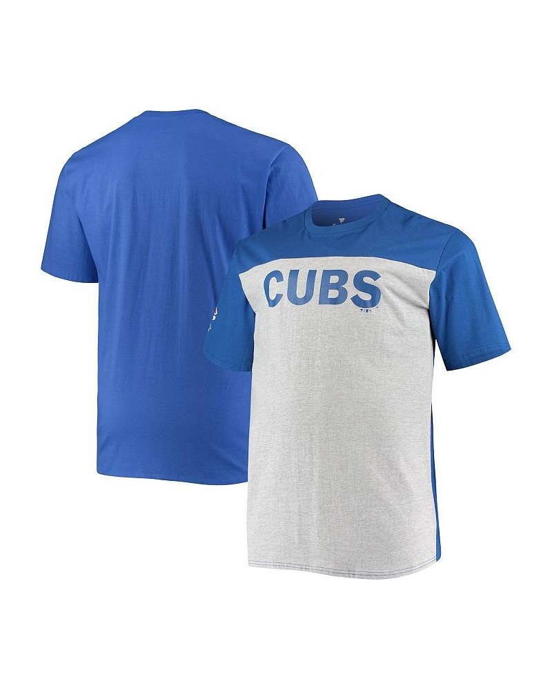 Men's Branded Royal and Heathered Gray Chicago Cubs Big and Tall Colorblock T-shirt $26.40 T-Shirts