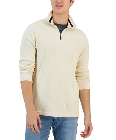 Men's Natural Heather French Rib Quarter-Zip Sweater Gray $13.61 Sweaters