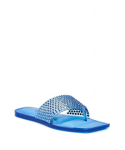 Women's The Geli Slide Thong Sandals Blue $44.50 Shoes