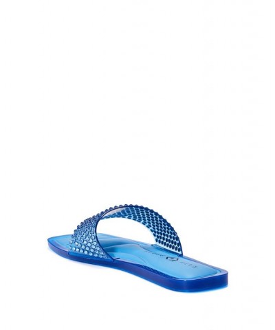 Women's The Geli Slide Thong Sandals Blue $44.50 Shoes