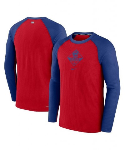 Men's Red, Royal Chicago Cubs Game Authentic Collection Performance Raglan Long Sleeve T-shirt $31.85 T-Shirts