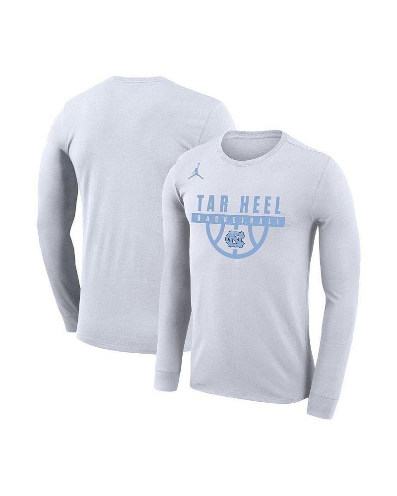 Men's Brand White North Carolina Tar Heels Basketball Drop Legend Long Sleeve Performance T-shirt $24.75 T-Shirts