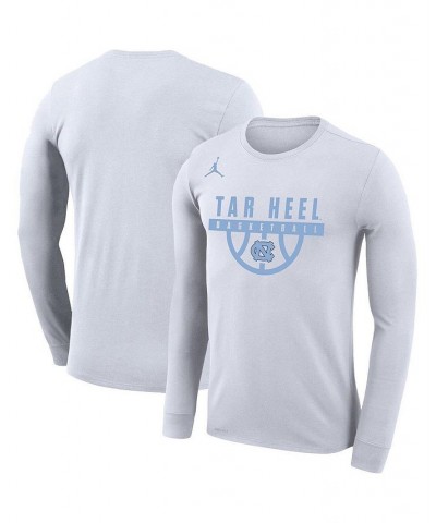 Men's Brand White North Carolina Tar Heels Basketball Drop Legend Long Sleeve Performance T-shirt $24.75 T-Shirts