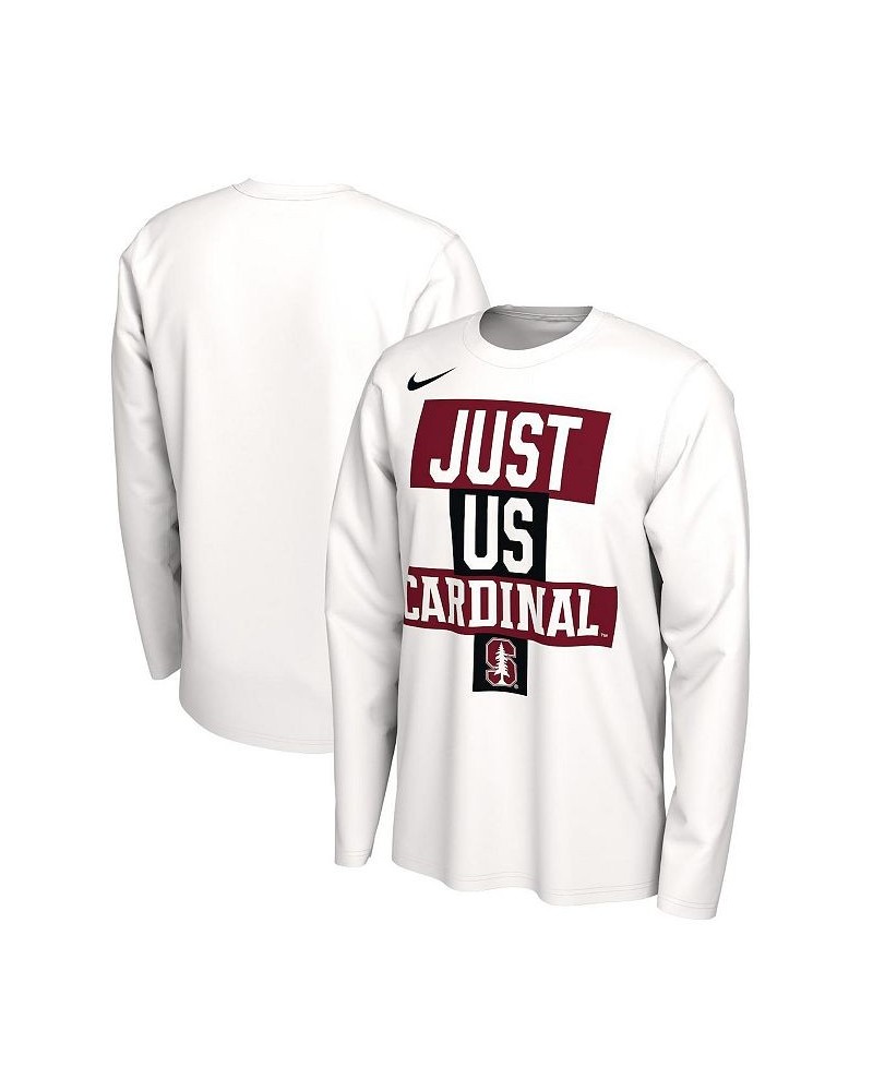 Men's White Stanford Cardinal 2021 Postseason Basketball JUST US Bench Legend Long Sleeve T-shirt $21.59 T-Shirts